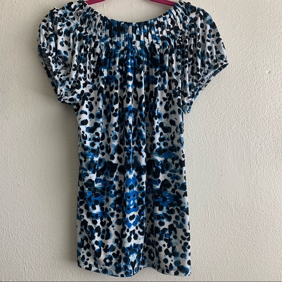 Style & Co. Animal Print Style Top-Med, Blue/White - Picture 2 of 8
